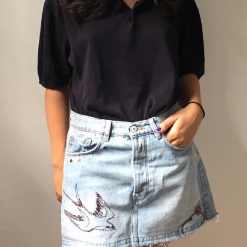 Zara Embroidered Mini Skirt